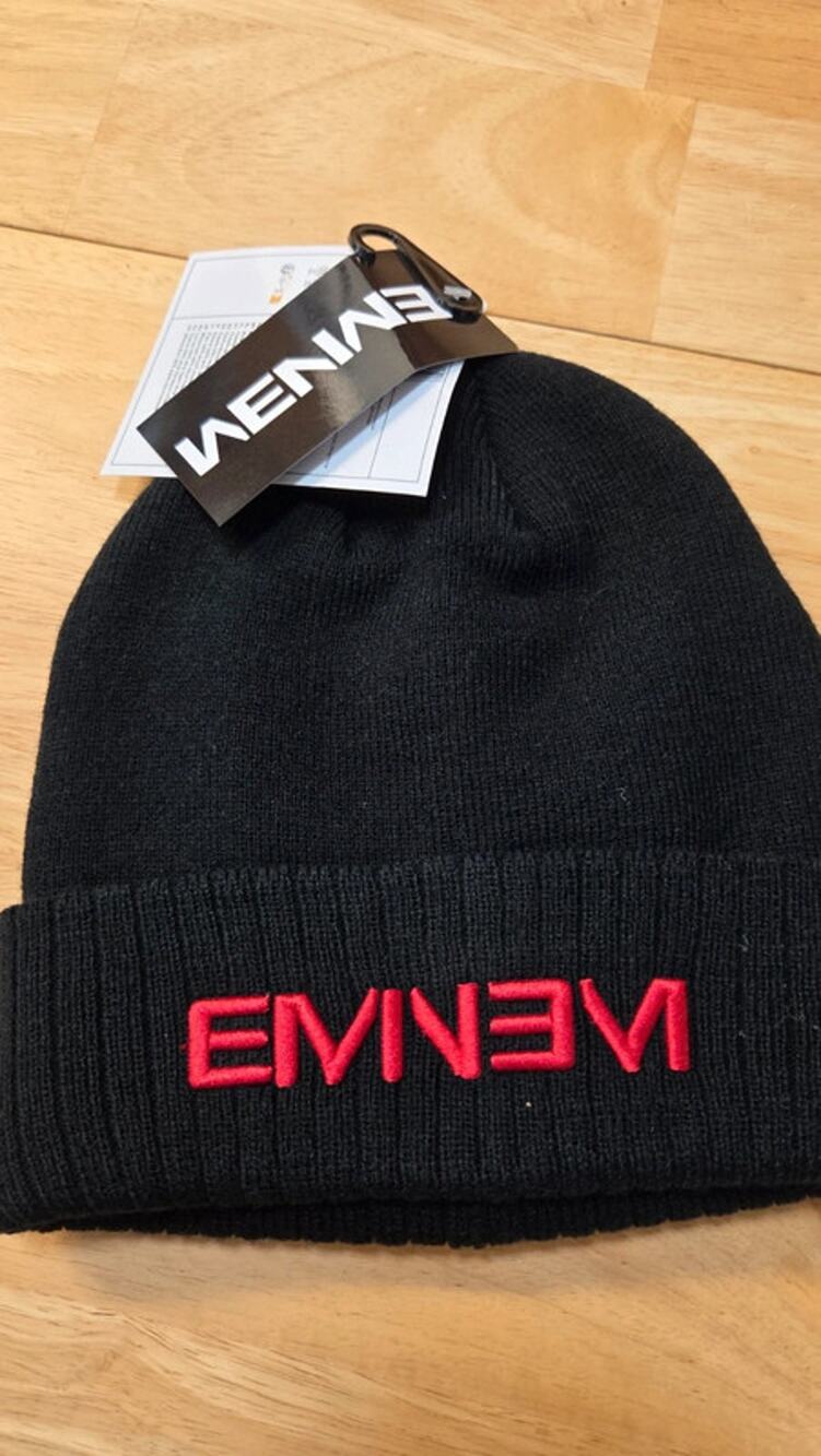 Eminem Beanie Hat Black Red Embroidered Logo NWT Official Bravado Rock Off